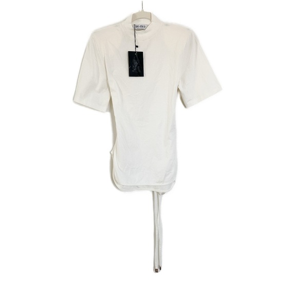 The Attico Aurelie Tie Wrap Belt T-Shirt White Size 38 IT 0 US - Picture 8 of 11